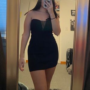 STRAPLESS black sparkly mini dress!